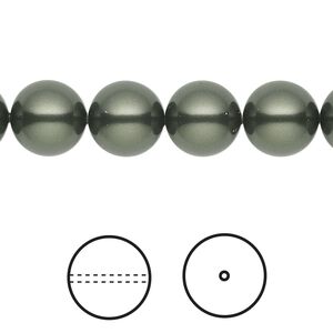 Pearl 25pk dark green, Crystal Passions® 10mm round 5810