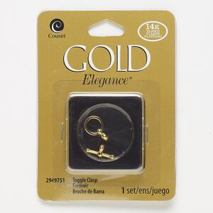 Clasp, toggle, lacquer and gold-plated copper, 9.5mm round. Sold individually.