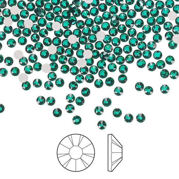 Flat back 144pk emerald foil back, Preciosa MAXIMA Czech crystal rhinestone 2.1-2.3mm chaton rose round SS7 image number 0