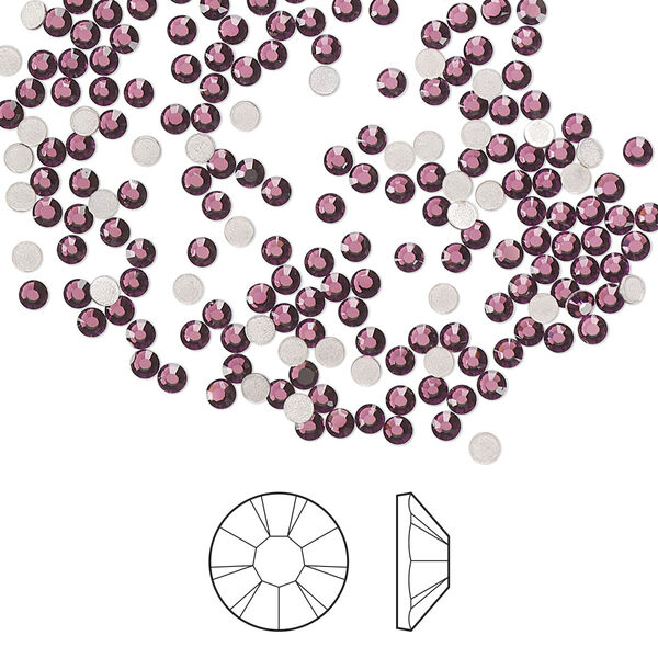 Flat back 144pk amethyst foil back, Preciosa MAXIMA Czech crystal hotfix rhinestone 1.9-2.1mm chaton rose round SS6 image number 0