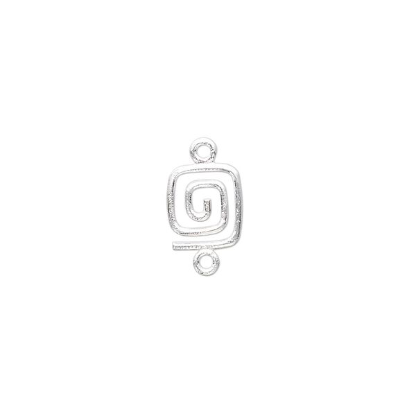 Link, sterling silver, 9x7mm square swirl. Sold per pkg of 2. image number 0