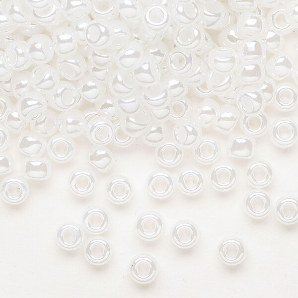 Seed bead, Miyuki, glass, pkg/250g, #6 rocaille, translucent luster white (RR-511). image number 0
