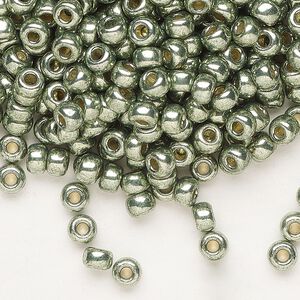 Seed bead, Miyuki, glass, pkg/25g, #6 rocaille, Duracoat® opaque galvanized sea green (RR-4215).
