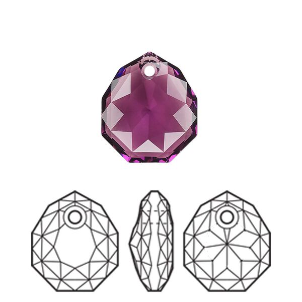 Drop 24pk amethyst, Swarovski® 16x13.5mm pendant majestic 6436 image number 0
