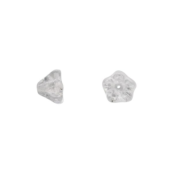 Bead, Czech pressed glass, clear, 8.5x6.5mm flower. Sold per 15-1/2" to 16" strand, approximately 80 beads. image number 0
