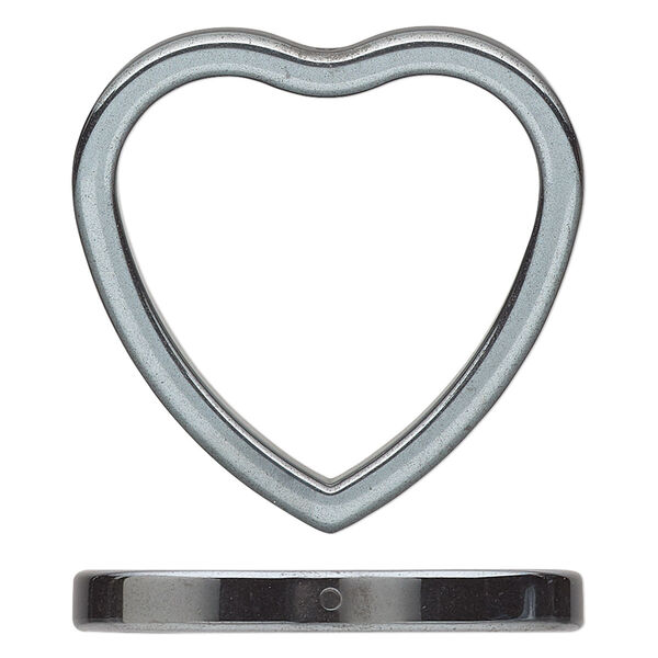 Hemalyke™ 1pkg2, vertically-drilled double-sided open heart focal 34x34mm image number 0