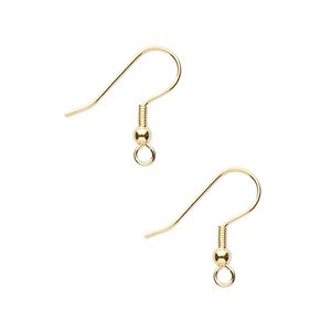 Ear wire fishhook 1pkg1000, 20mm / 3mm ball / 4mm coil / open loop, 21 gauge gold-finished stainless steel 500 pair