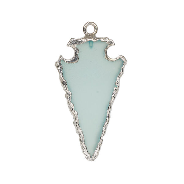 Chalcedony / sterling silver 1pkg1, electroplated arrowhead charm 30x15mm image number 0