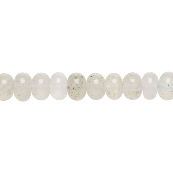 Bead, moss aquamarine (heated), light, 6x4mm-7x5mm hand-cut rondelle, C grade, Mohs hardness 7-1/2 to 8. Sold per 14-inch strand, approximately 80 beads. image number 0