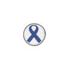 Bead, polymer clay, white / black / blue, 14mm double-sided flat round with awareness ribbon. Sold per pkg of 30. image number 0