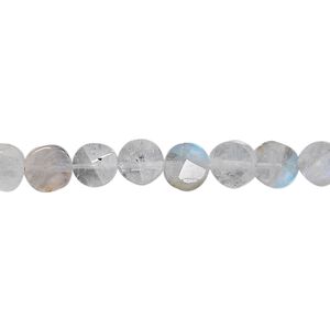 Rainbow moonstone 1pkg1, hand-cut faceted flat round bead natural 15.5-16 inch 7mm