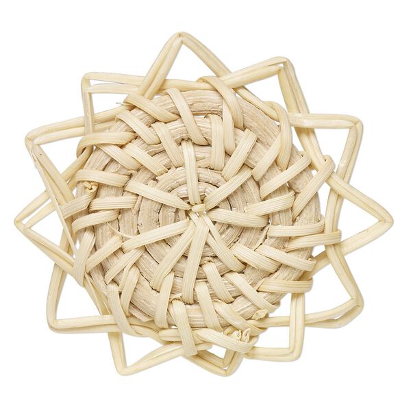 Focal, rattan wood, cream, 44mm sun. Sold per pkg of 2. image number 0