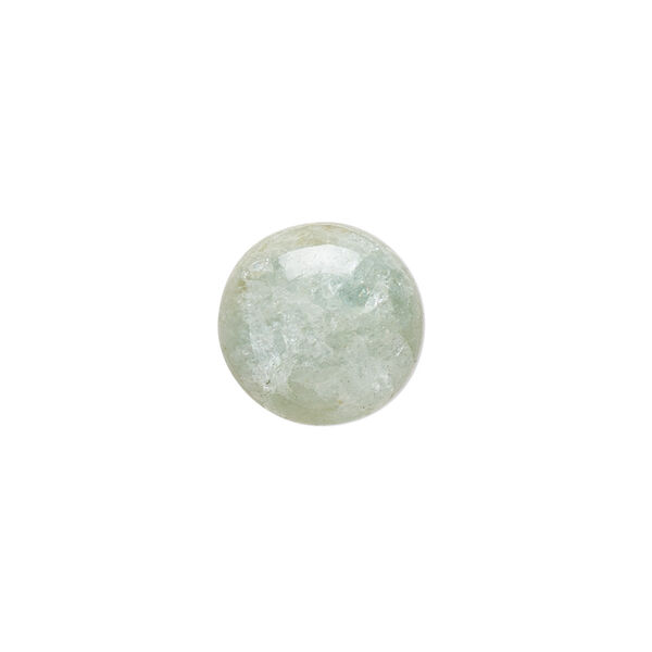Cabochon, aquamarine (heated), 14mm hand-cut calibrated round, C grade, Mohs hardness 7-1/2 to 8. Sold individually. image number 0