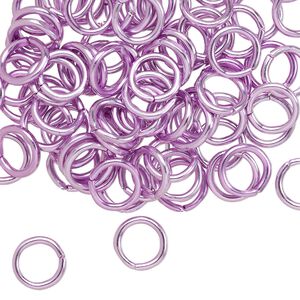 Jump ring, anodized aluminum, light purple, 8mm round, 5.4mm inside diameter, 16 gauge. Sold per pkg of 100.