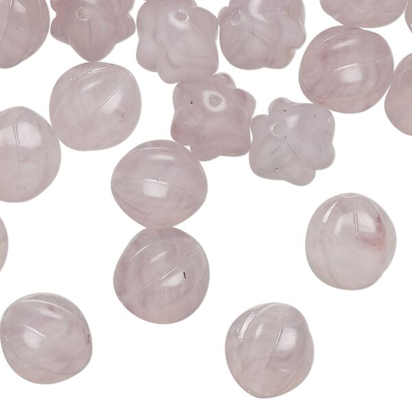 Bead, pressed glass, translucent lilac, 10mm corrugated round. Sold per 2-ounce pkg, approximately 50 beads. image number 0