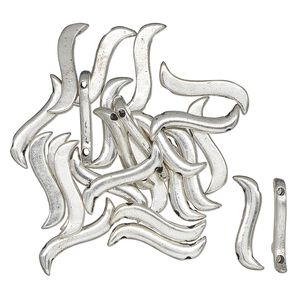 Spacer, antique silver-finished "pewter" (zinc-based alloy), 18x6mm curve, fits up to 13.5mm round beads. Sold per pkg of 25.