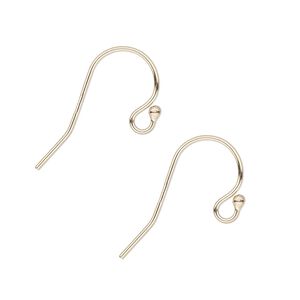 Ear wire fishhook 1pkg2 14Kt gold-filled, 10mm / open loop / ball, 22 gauge 1 pair