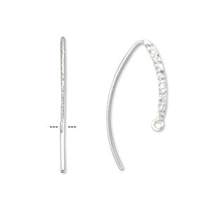 Ear wire 1pkg2 sterling silver-filled, 20mm textured marquise / flat / closed loop / double-sided, 18 gauge 1 pair