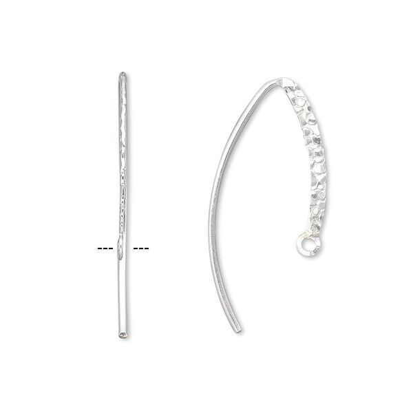 Ear wire 1pkg2 sterling silver-filled, 20mm textured marquise / flat / closed loop / double-sided, 18 gauge 1 pair image number 0