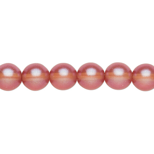 Bead, Czech pressed glass, pearlized apricot, 8mm round. Sold per 15-1/2" to 16" strand, approximately 50 beads. image number 0