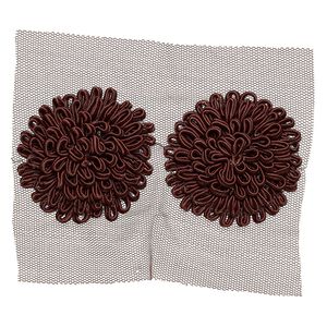 Sew-on component, fabric, brown, 66-68mm zinnia flower. Sold per pkg of 2.