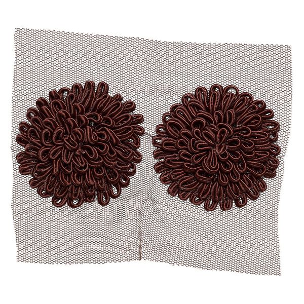 Sew-on component, fabric, brown, 66-68mm zinnia flower. Sold per pkg of 2. image number 0