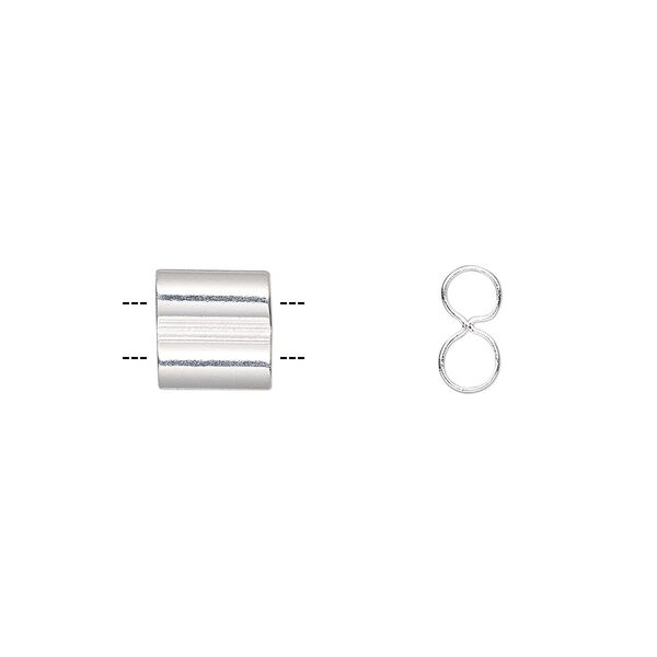 Bead, silver-finished brass, 8.5x8mm double tube. Sold per pkg of 10. image number 0