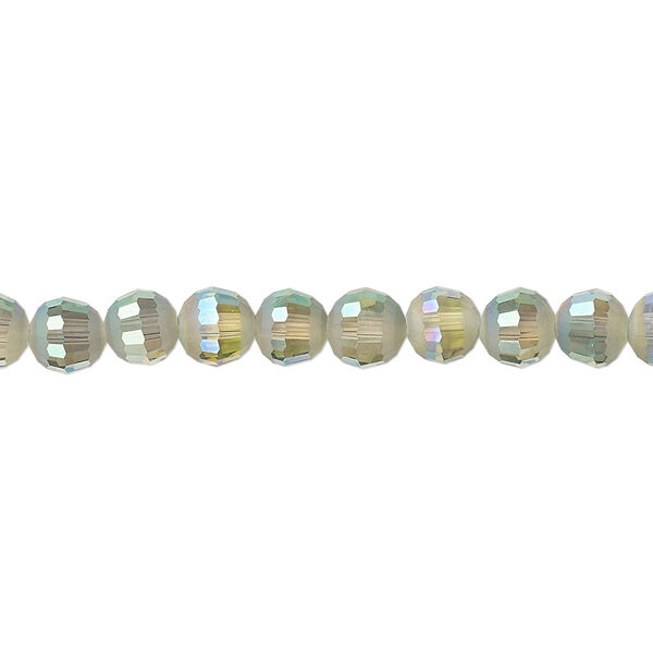 Bead 1pk 96 facets translucent peacock AB half-matte, Celestial Crystal® 6mm round 8 inch image number 0