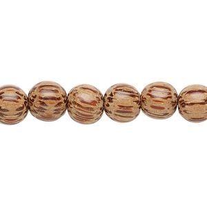 Bead, coconut palm wood (waxed), 7-8mm hand-cut round. Sold per 15-1/2" to 16" strand.