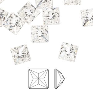 Flat back 2pk crystal foil back, Preciosa MAXIMA Czech crystal rhinestone 8x8mm pyramid