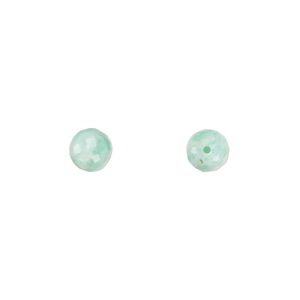 Amazonite 1pkg2, hand-cut half-drilled faceted round bead natural 6mm