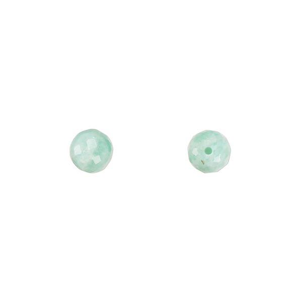Amazonite 1pkg2, hand-cut half-drilled faceted round bead natural 6mm image number 0