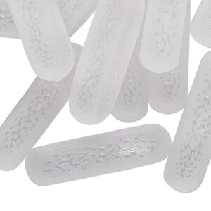 Component, acrylic, frosted clear, 31x8mm undrilled textured rounded square tube. Sold per pkg of 24.