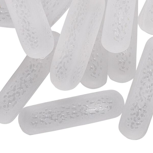 Component, acrylic, frosted clear, 31x8mm undrilled textured rounded square tube. Sold per pkg of 24. image number 0