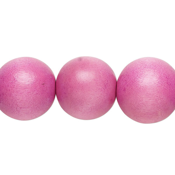 Bead, Taiwanese cheesewood (dyed / waxed), light purple, 15-16mm round. Sold per 15-1/2" to 16" strand. image number 0
