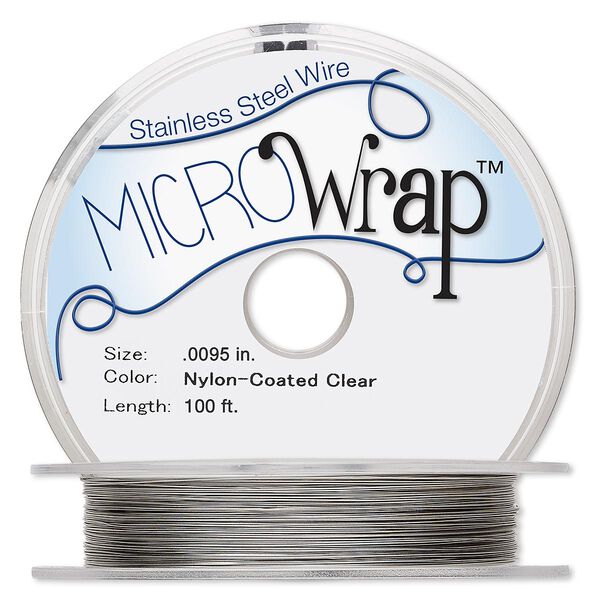 Wire, MICROWrap™, nylon-coated stainless steel, clear, 1 strand, 0.0095-inch diameter, 3.5-pound test, 30 gauge. Sold per 100-foot spool. image number 0
