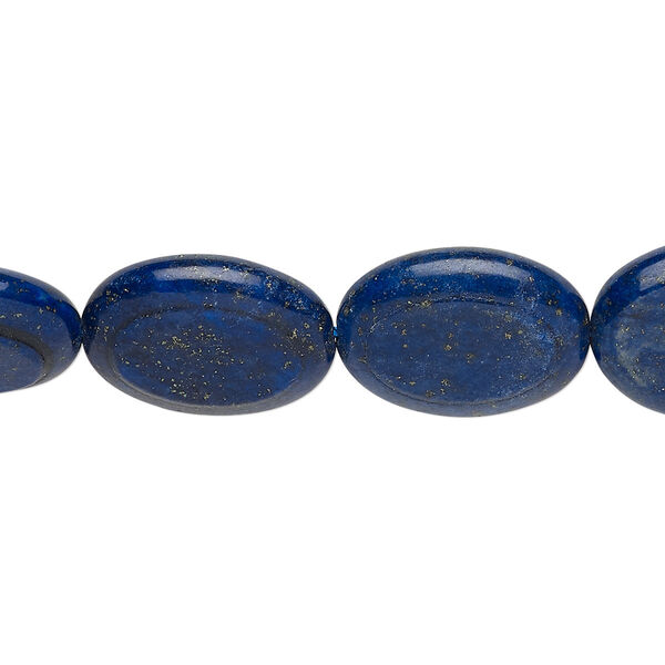 Bead, lapis lazuli (dyed), 18x13mm-19x14mm flat oval, B grade, Mohs hardness 5 to 6. Sold per 15-inch strand. image number 0