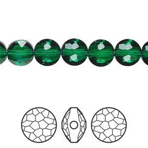 Bead 144pk majestic green, Swarovski® 8mm puffed round 5034