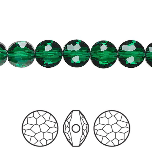 Bead 144pk majestic green, Swarovski® 8mm puffed round 5034 image number 0