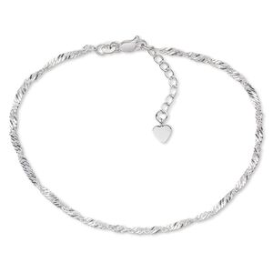 Bracelet, Create Compliments®, sterling silver, 2.5mm twisted serpentine chain, 7.5 inches with 1-inch extender chain and lobster claw clasp. Sold individually.