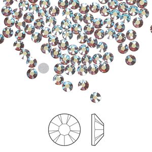 Flat back 1pkg144, dusty rose AB foil back Preciosa Viva 12® Czech crystal rhinestone 3-3.2mm chaton rose round SS12