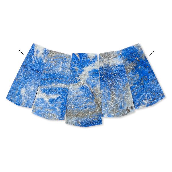 Focal, lapis lazuli (natural), 30x18mm-36x20mm hand-cut fan, C grade, Mohs hardness 5 to 6. Sold per 5-piece set. image number 0