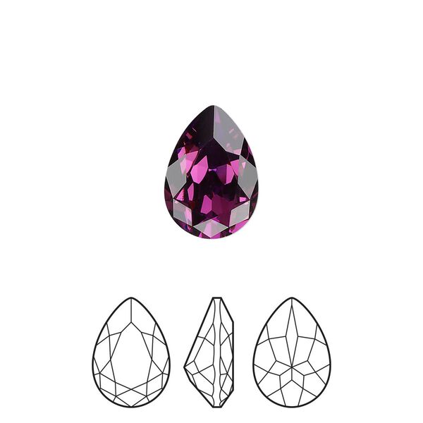 Fancy stone 144pk amethyst foil back, Preciosa MAXIMA Czech crystal rhinestone 14x10mm pear image number 0