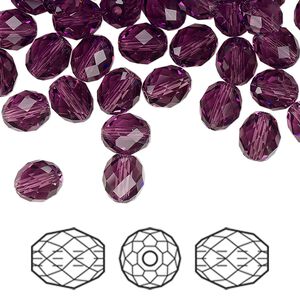 Bead 288pk amethyst, Swarovski® 7x6mm olive briolette 5044