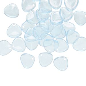 Drop, Preciosa, Czech pressed glass, translucent light turquoise blue, 8x7mm triangular teardrop. Sold per pkg of 30.