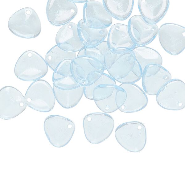Drop, Preciosa, Czech pressed glass, translucent light turquoise blue, 8x7mm triangular teardrop. Sold per pkg of 30. image number 0