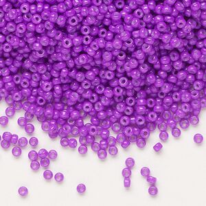 Seed bead, Miyuki, glass, pkg/25g, #11 rocaille, opaque outside dyed red violet, (RR-1378).