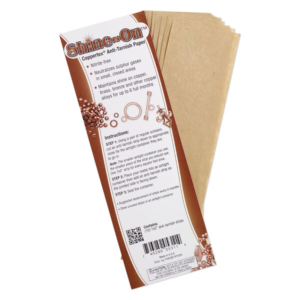 Anti-tarnish strip, Shine-On™ Coppertex®, 7x2-inch rectangle. Sold per pkg of 10. image number 0