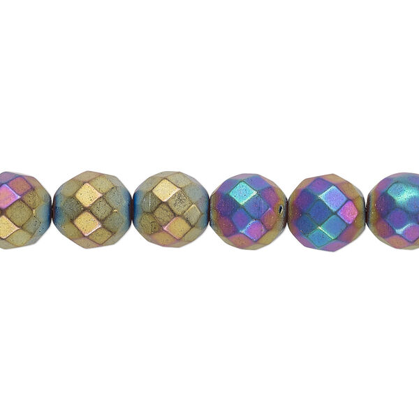 Hemalyke™ 1pkg1, matte electroplated faceted round bead 15.5-16 inch 8mm image number 0