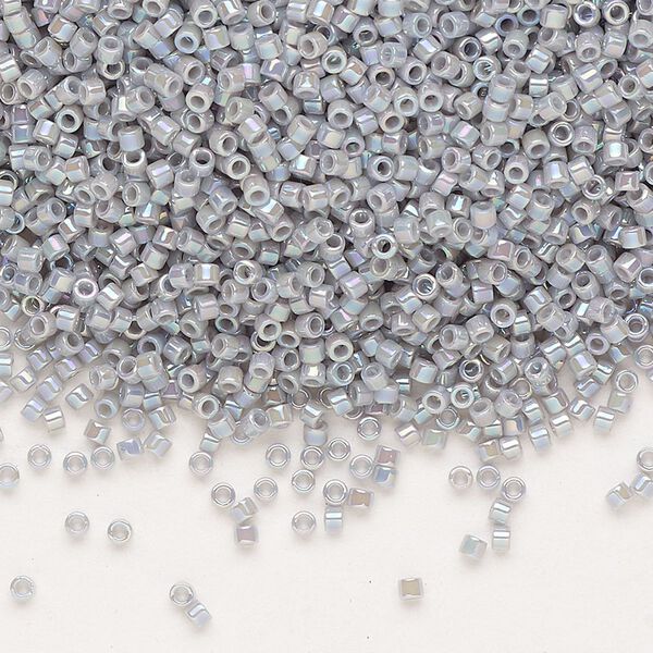 Seed bead, Delica®, glass, pkg/7.5g, #11 round, opaque rainbow ghost grey (DB-1579). image number 0